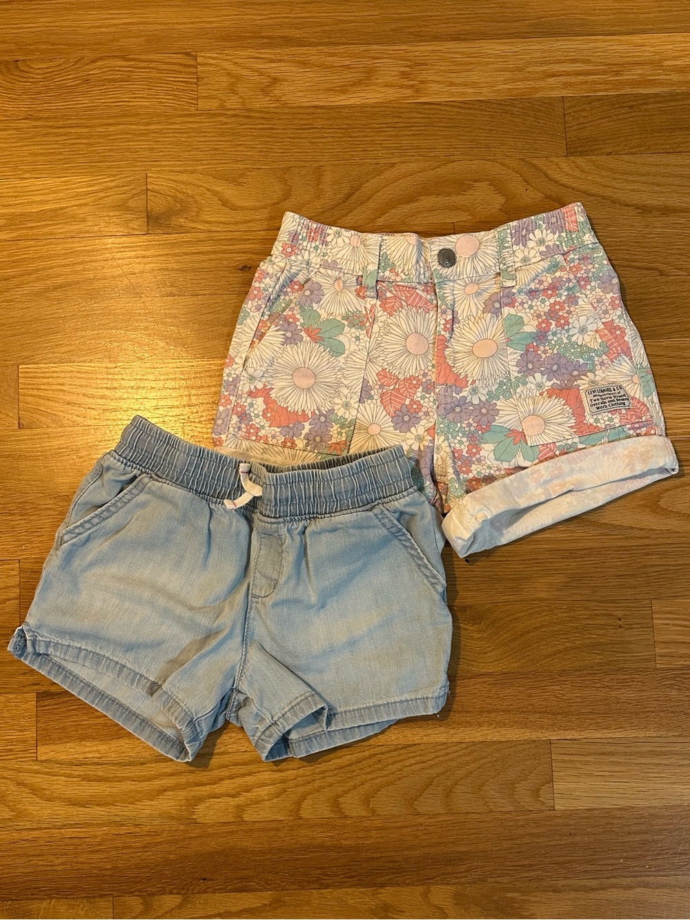 Levi's Pastel Floral Shorts & Light Denim Elastic Waist Shorts